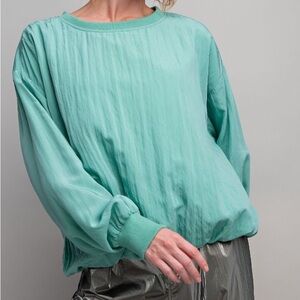 NWT EASEL Bohemian Mint Long Sleeve Bubble Hem Top S M L
